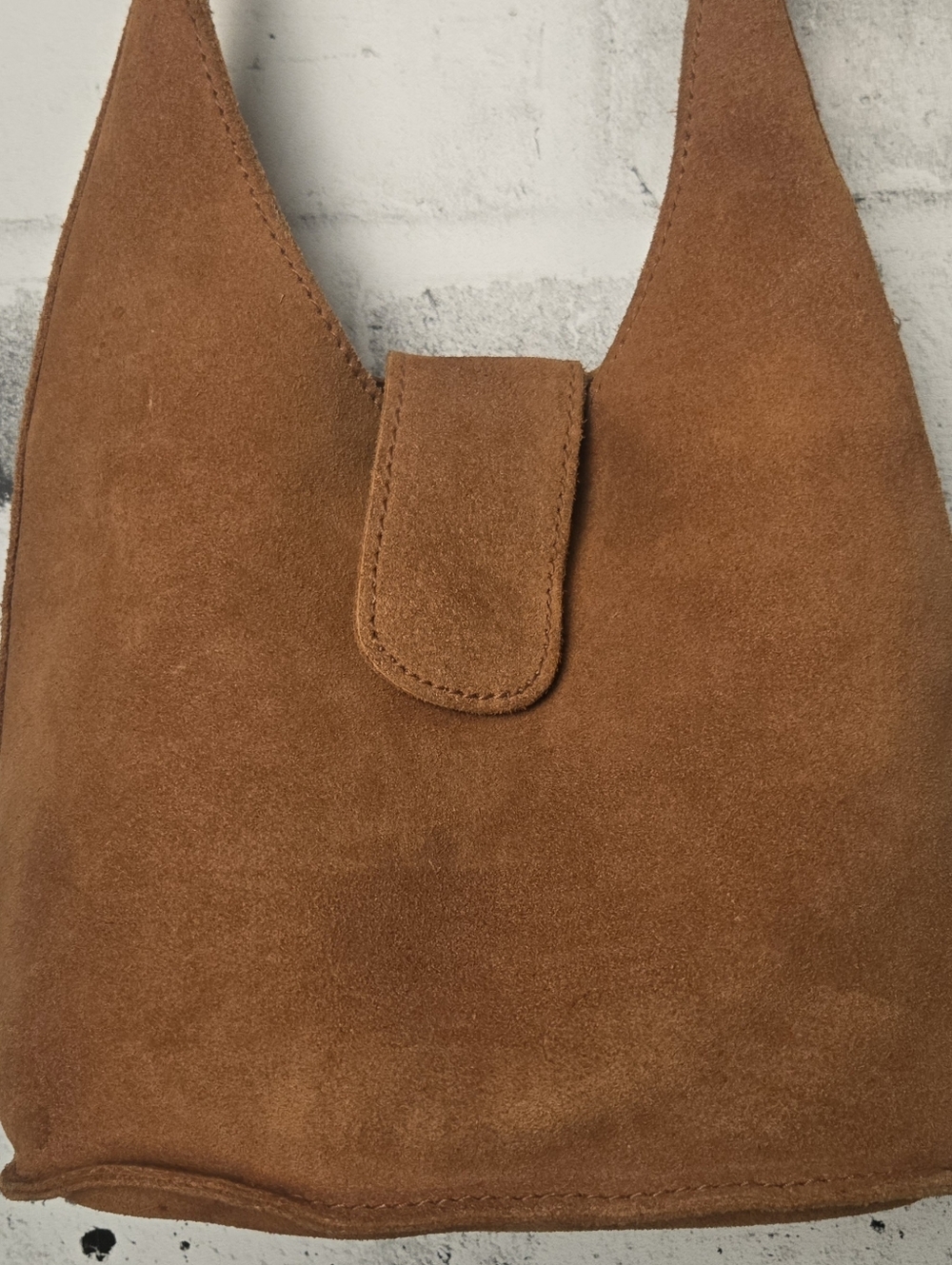 Vintage 2002 GAP Brown Suede Hobo Bag Y2K Minimalist Shoulder Bag - Picture 8 of 15
